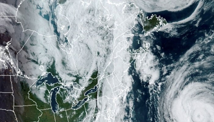 A satellite image shows Hurricane Larry in the Atlantic Ocean, moving north towards the Canadian Atlantic province of Newfoundland and Labrador September 5, 2021. — Reuters