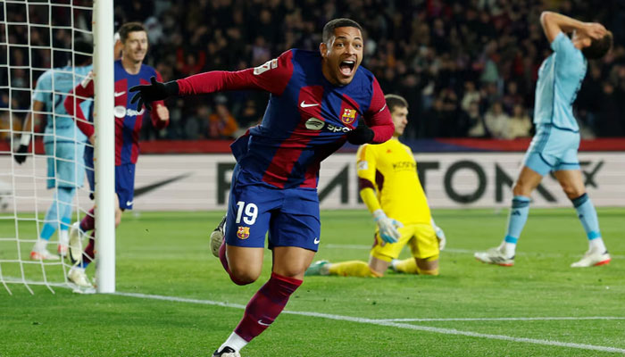 Former Barcelona striker Vitor Roque reacts during a match. — Reuters/File