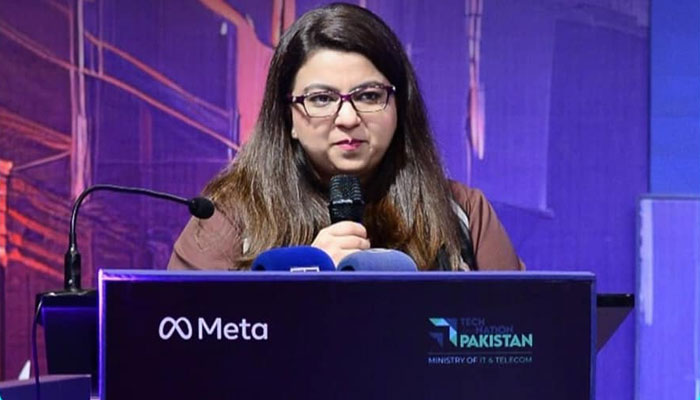 Minister of State for IT and Telecommunication Shaza Fatima speaks at the Meta Llama Pitchathon inaugural event. — Facebook/Ministry of IT and Telecom