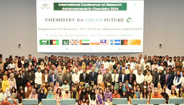 NUST School of Natural Sciences and Islamic World Educational, Scientific and Cultural Organization, ICESCO in collaboration with HEC and PSF organized an International Conference on Research advancement in Chemistry themed “Chemistry for a Green Future” group photo of officials, faculty members, students and others released on August 24, 2024. — Facebook/@nustofficial