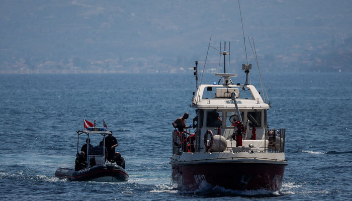 A rescue boat with rescue personnel on board conducts search operations for British tech entrepreneur Mike Lynchs daughter Hannah Lynch, at the scene where a luxury yacht sank, off the coast of Porticello, near the Sicilian city of Palermo, Italy, August 23, 2024. — Reuters