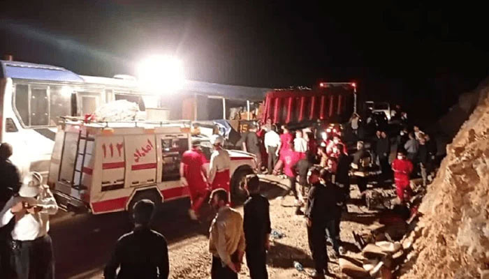 The officials can be seen busy with the rescue and relief efforts at the crash site that took place last night on August 25, 2024. — IRNA