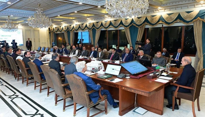 Prime Minister Shehbaz Sharif chairs a meeting of the federal cabinet on 11 March 2024. — X/@GovtofPakistan