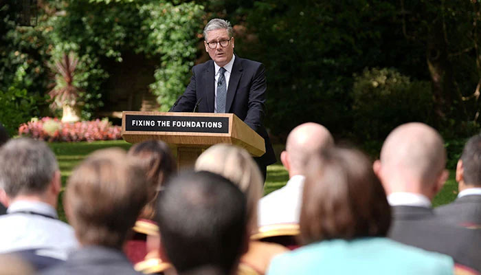 British Prime Minister Keir Starmer speaks during his speech and press conference in the Rose Garden at 10 Downing Street, London, Britain, on August 27, 2024. — Reuters