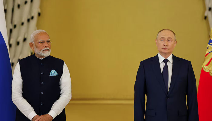 Russias President Vladimir Putin and Indias Prime Minister Narendra Modi attend an awarding ceremony at the Kremlin in Moscow, Russia July 9, 2024. — Reuters