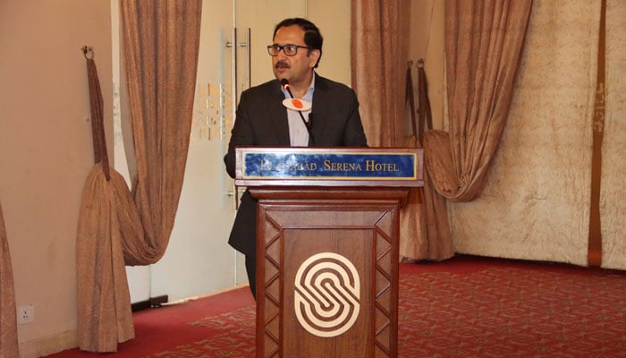 National Disaster Risk Management Fund (NDRMF) chairman Bilal Anwar addresses an event. — NDRMF/Website/File