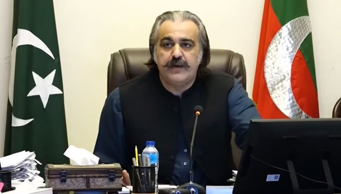 KP Chief Minister Sardar Ali Amin Khan Gandapur chairs the 12th meeting of the KP cabinet on August 29, 2024. — Screengrab via Facebook/Ali Amin Khan Gandapur