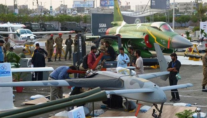 An image from the 12th edition of the International Defence Exhibition and Seminar (IDEAS) in Karachi.— The News/file