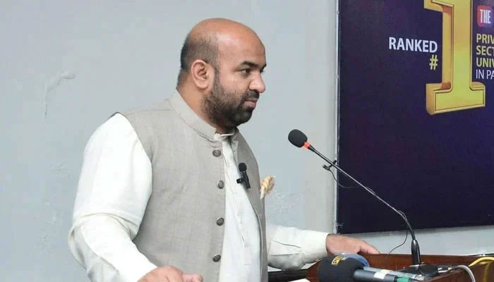 Punjab School Education Minister Rana Sikandar Hayat addresses an event on March 27, 2024. — Facebook/Rana Sikandar Hayat