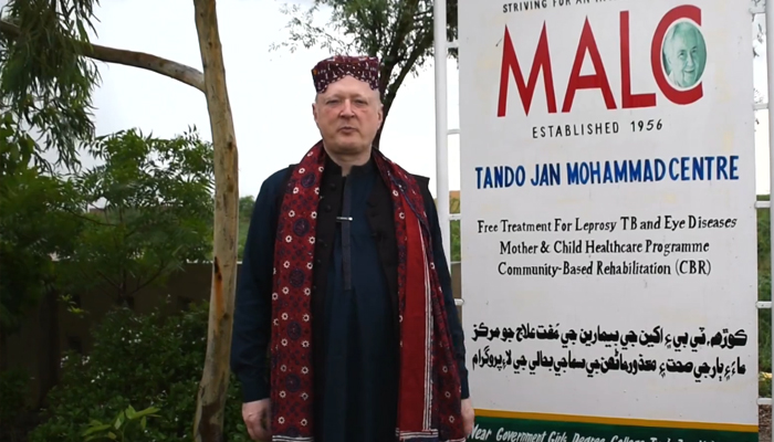 Consul General of the Federal Republic of Germany of Karachi, Dr. Rüdiger Lotz seen in this image of Tando Jan Mohammad on August 31 2024. — Screengrab/Facebook/@MarieAdelaideLeprosyCentre