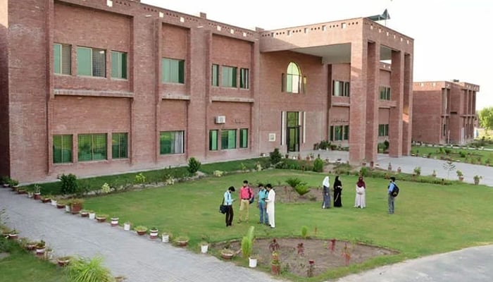 A representational image students picture outside university building seen in this image. — University of Veterinary and Animal Sciences website/File