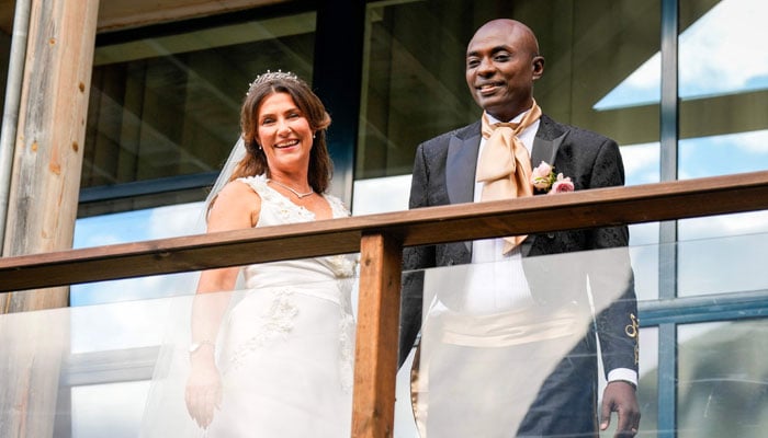 Princess Martha Louise of Norway and Durek Verrett arrive at their wedding party at Hotel Unio in Geiranger on August 31, 2024. — AFP