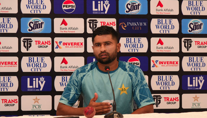 Khurram Shahzad addressing a press conference at the end of the third days play of the second Test. — Facebook@PakistanCricketBoard/file