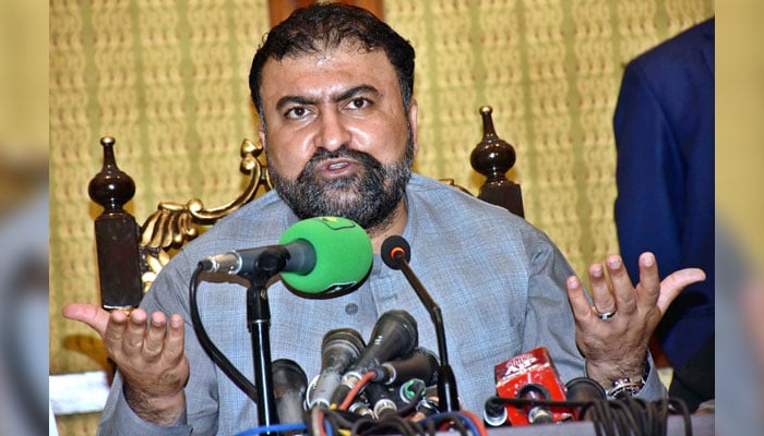 Chief Minister Balochistan Mir Sarfraz Bugti addresses a press conference on September 1, 2024. — APP