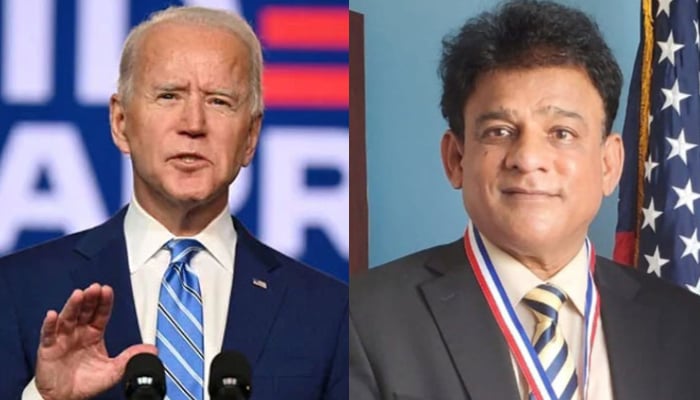 This combo of images shows US President Joseph R Biden (left) and President Urdu Center New York, writer and poet Raies Warsi (right). — AFP/Facebook/Raees Warsi