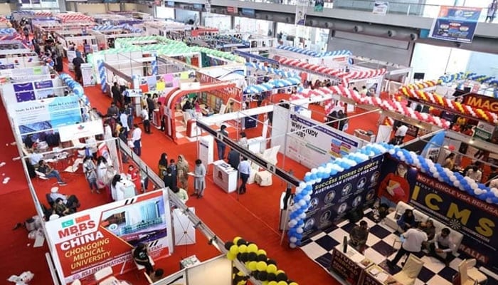 A representational image of stalls at an education expo. — PakExcel website/File