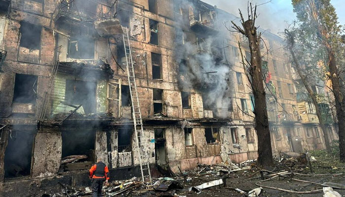 A view shows a residential building heavily damaged by a Russian missile strike, amid Russias attack on Ukraine, in Kryvyi Rih, Dnipropetrovsk region, Ukraine on June 13, 2023. Reuters