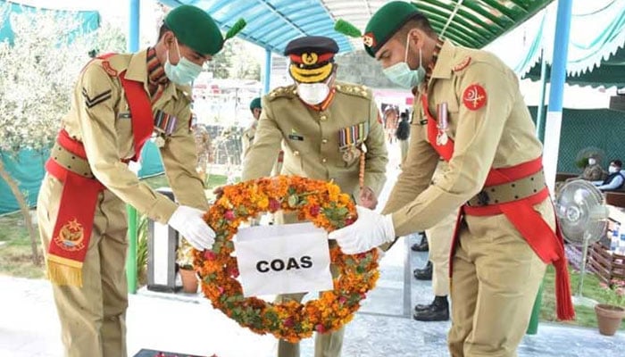 Representational image of Floral wreath at Havaldar Lalak Jan Shaheed’s grave. — ISPR/File