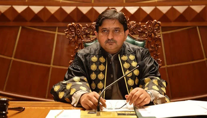 Punjab Assembly Speaker Malik Ahmad Khan chairs a session on February 28, 2024. — Facebook/Malik Muhammad Ahmad Khan