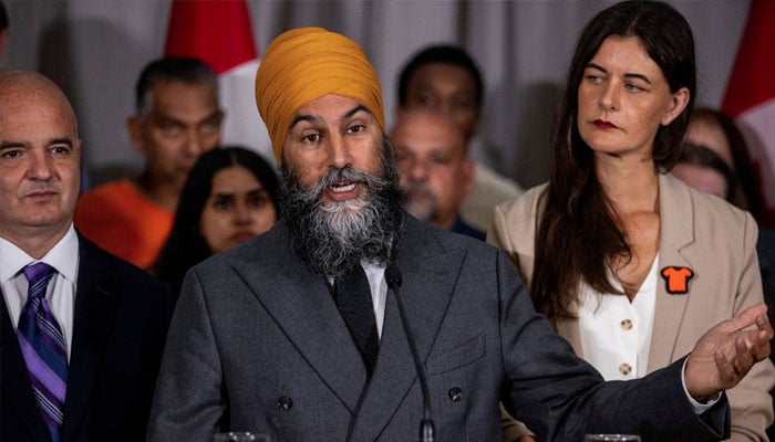 Jagmeet Singh, leader of the left-leaning opposition New Democrats, speaks to reporters about why he suddenly pulled his support for Prime Minister Justin Trudeau, weakening the Canadian leaders position and sparking talk of an early election, in Toronto, Canada September 5, 2024. — Reuters