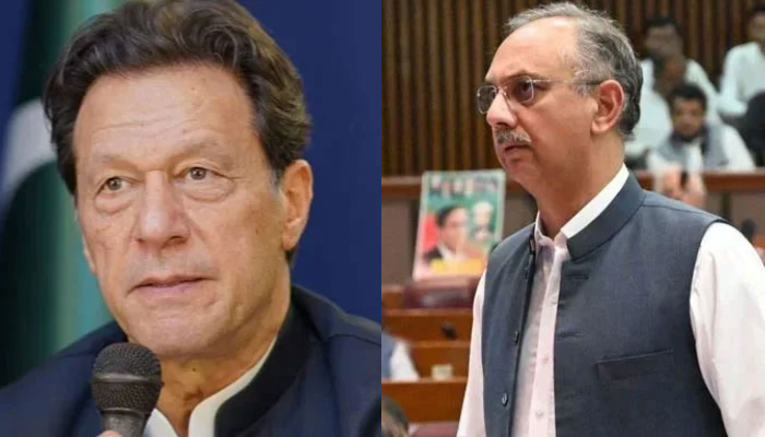 This combo of images shows PTI Founder Chairman Imran Khan (left) and PTI leader Omar Ayub (right). —  Facebook/Omar Ayub Khan/Instagram/imrankhan.pti/File