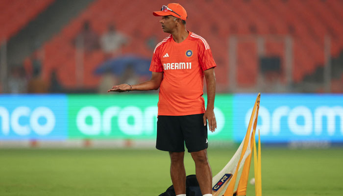 Former India coach Rahul Dravid during practice.— Reuters/file