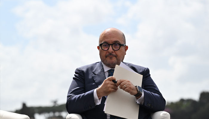 Italy’s Culture Minister, Gennaro Sangiuliano attends a press conference to present a new project at the Imperial Fora (Fori Imperiali), on April 2, 2024 in Rome. — AFP/file