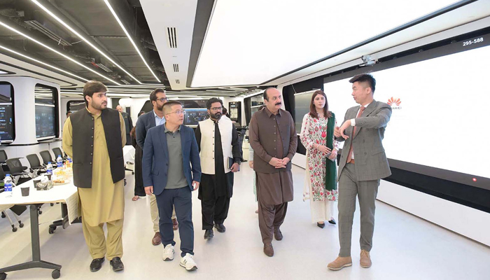 Chairman Prime Minister’s Youth programme Rana Mashood Ahmed Khan visiting with Huawei offiacials  Islamabad office seen in this image on September 7, 2024. — NNI