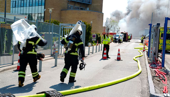 Smoke rises from a fire at Novo Nordisk on Smoermosevej, in Bagsvaerd near Copenhagen, Denmark, May 22, 2024. — Reuters