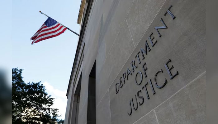 Signage is seen at the United States Department of Justice headquarters in Washington, D.C., U.S., August 29, 2020. — Reuters