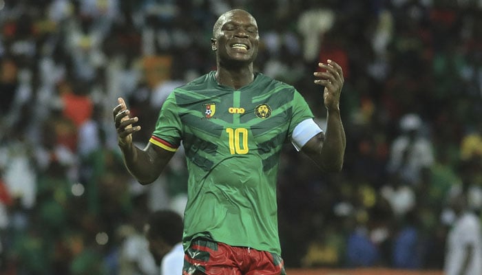 Cameroon´s striker #10 Vincent Aboubakar reacts after missing a goal during the 2025 CAF Africa Cup of Nations (CAN) group J football match between Cameroon and Namibia at Roumde Adja stadium in Garoua, on September 7, 2024. — AFP