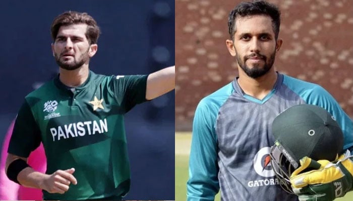 Pakistan pacer Shaheen Afridi (left) and wicket-keeper batter Mohammad Haris (right). —AFP/APP/file