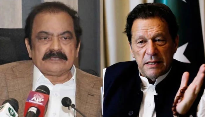 A combo showing Adviser to Prime Minister on Political Affairs and Federal Minister for Inter-Provincial Coordination Rana Sanaullah (left) and PTI founder Imran Khan. — APP/Reuters/File