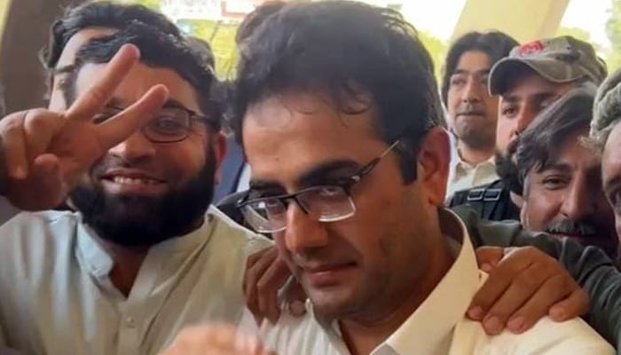 Pakistan Tehreek-e-Insaf (PTI) leader Kamran Bangash while under police custody in this picture released on October 21, 2023. — Facebook/@KamranKbangashPTI