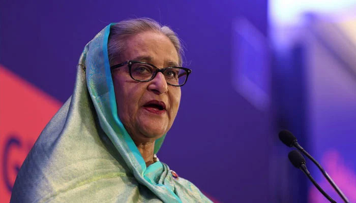 Bangladeshs former PM Sheikh Hasina addresses the EU Global Gateway Forum 2023, in Brussels, Belgium. — Reuters/File