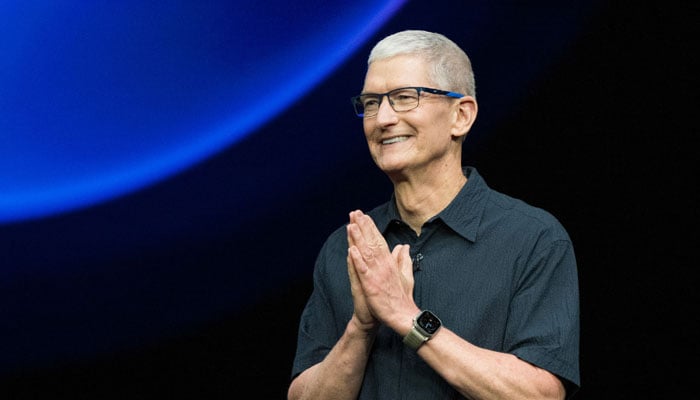 Apple CEO Tim Cook speaks during Apples Its Glowtime event in Cupertino, California, September 9, 2024. — AFP