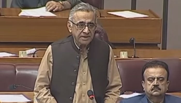 MNA Mir Ghulam Ali Talpur speaks in the National Assembly session on September 9, 2024. — Screengrab via Facebook/Mir Ghulam Ali Talpur NA 222