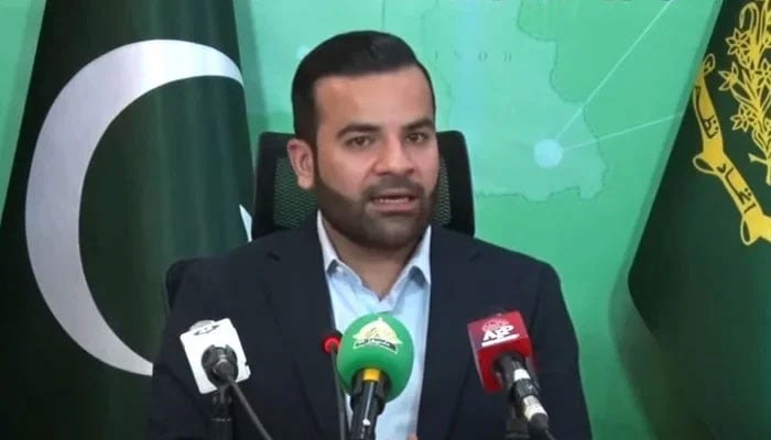 Advisor to Ministry of Law and Justice Barrister Aqeel Malik addresses the press conference on June 3, 2024. — Screengrab/YouTube/Geo News