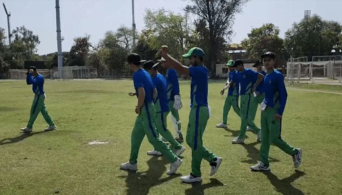 A representational image showing Pakistan U-19 team playing a 40-over intra-squad practice match on April 13, 2023. — Screengrab from video on X/@TheRealPCBMedia