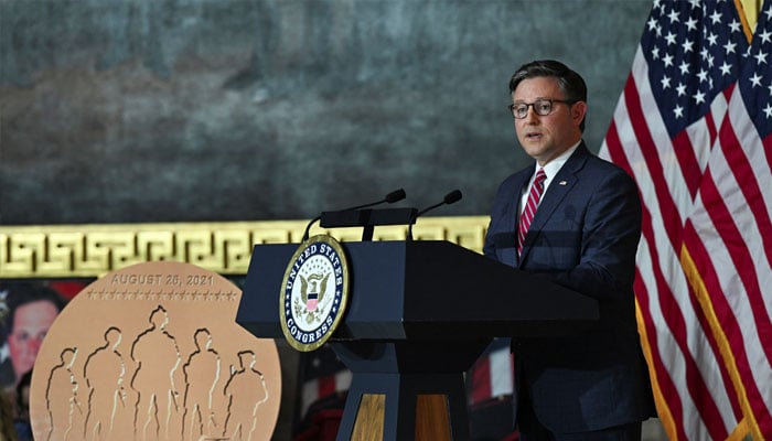 US House Speaker Mike Johnson (R-LA) speaks during a Congressional Gold Medal Ceremony honoring the 13 American service members killed during an attack at the Kabul Airport during the US withdrawal from Afghanistan in August 2021, at the US Capitol in Washington, US, September 10, 2024. — Reuters