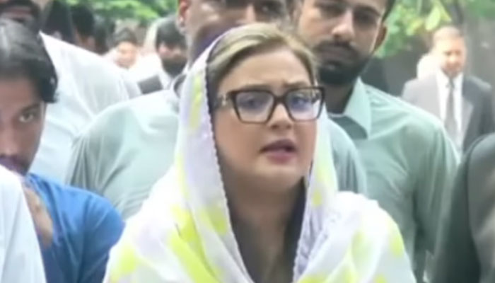 Punjab Information Minister Azma Bokhari speaks with the media in the Lahore High Court on September 10, 2024. — Screengrab via Facebook/Azma Bokhari