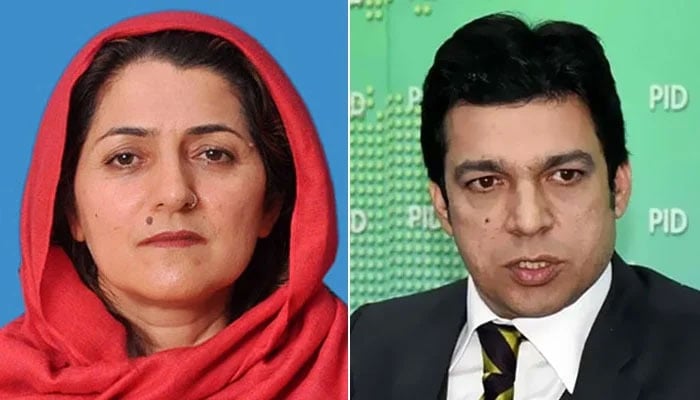 PTI Senator Falak Naz (left) and Independent Senator Faisal Vawda. — Online/SenateofPakistan/File