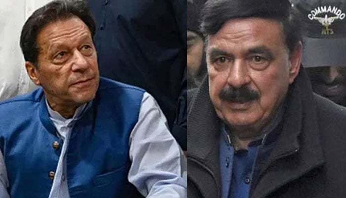 PTI founder Imran Khan (right) and former federal minister Sheikh Rashid (right).— AFP/file