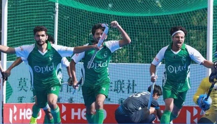 Pakistan hockey team celebrates their goal. — Asian Hockey Federation