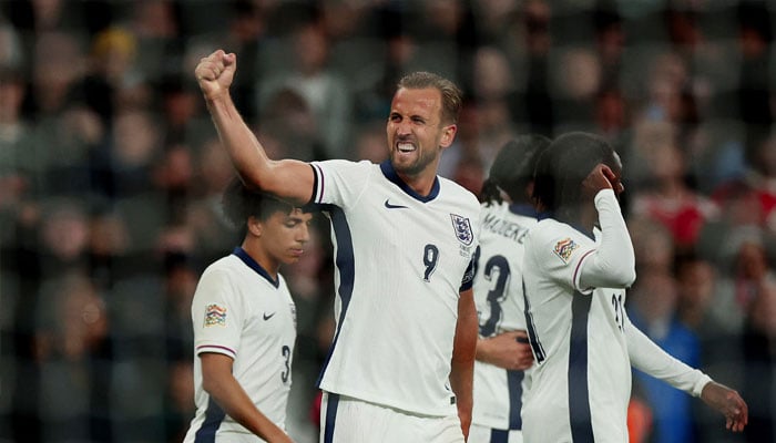 Englands Harry Kane celebrates scoring their second goal. — Reuters/file