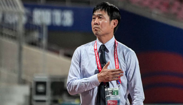 Japan’s coach Hajime Moriyasu reacts during the 2026 FIFA World Cup Asian qualification football match between Bahrain and Japan at Bahrain National Stadium in Manama on September 10, 2024.— AFP