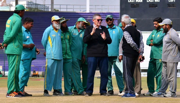 ICC Pitch Consultant Andy Atkinson visits the National Stadium Karachi to assess the pitches at the venue. —X/@TheRealPCB/File