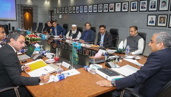 A representational image showing PCB Chairman Mohsin Naqvi presiding over a board meeting. — Facebook/@PakistanCricketBoard/File