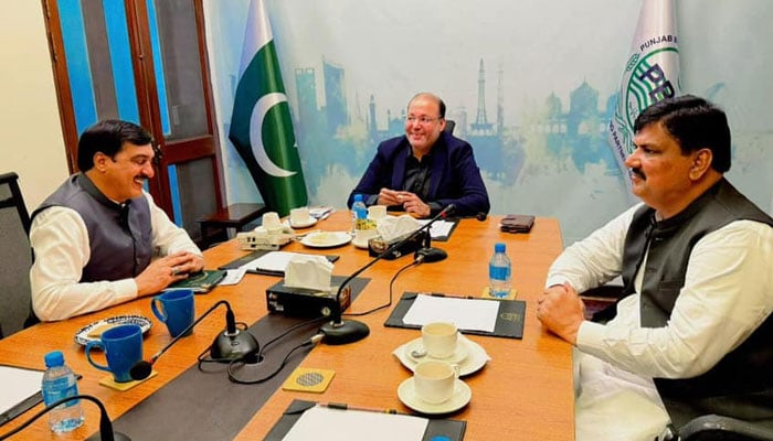 Punjab Minister for Industries and Commerce Chaudhry Shafay Hussain gestures at a meeting, the image was released on September 9, 2024. — Facebook/Chaudhry ijaz Ahmad Ranian