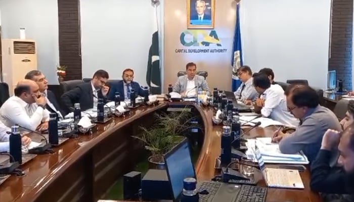 Chairman CDA Muhammad Ali Randhawa expressing his views in a meeting with officials of CDA on September 11, 2024. — Screengrab/Facebook/@cda.isb.pk